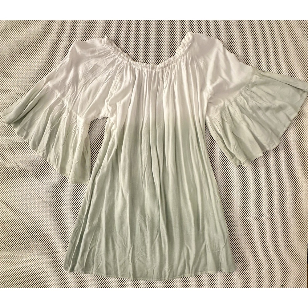 KIWI & PUNCH Ombre Dress Size S/M Tunic Flare Sleeve Off the Shoulder Boho Beach